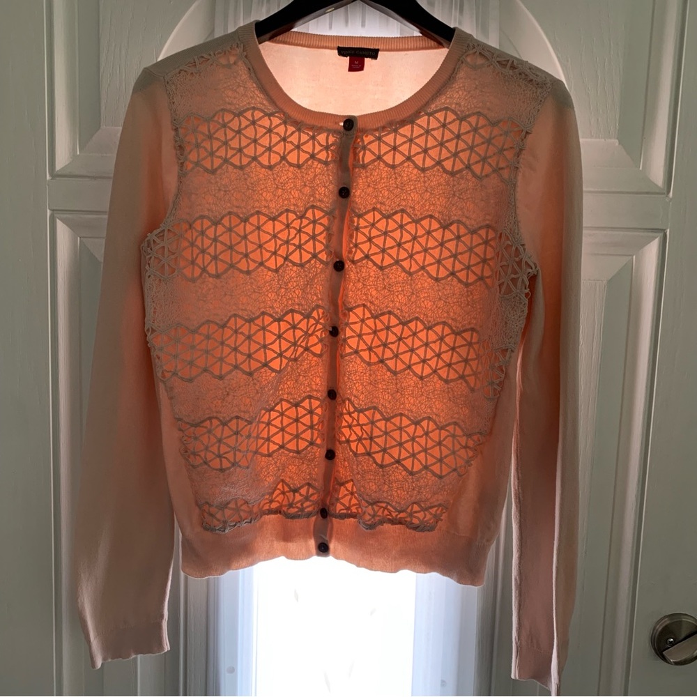 Vince Camuto EUC light pink Lace Cardigan